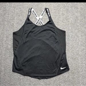 Nike Just Do It Elastika Strap Loose Tank Top Womens Small Black Criss Cross